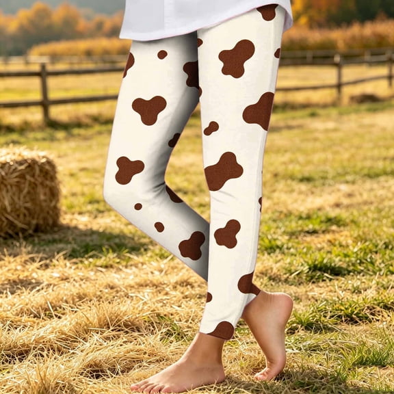 Girls Printed Leggings Soft Stretch Athletic Pants Elastic High Waist Footless Tights Casual Summer Activewear Cute Animal Pattern Long Yoga Bottoms