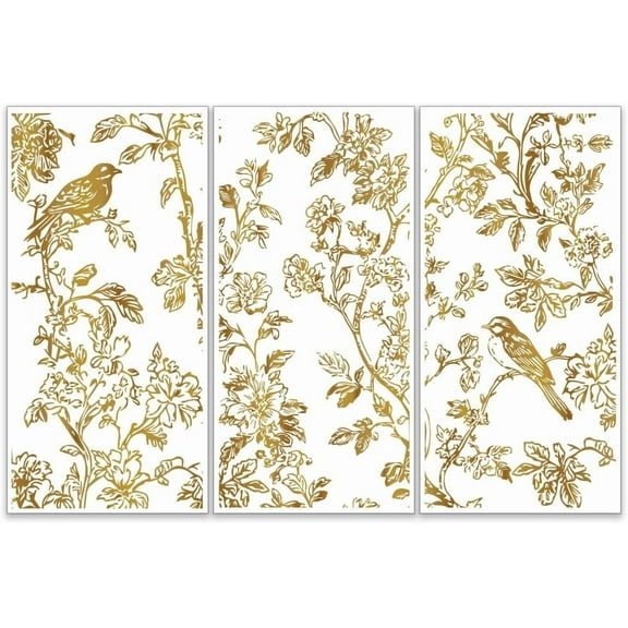 3pcs/Set Golden Flowers Rub on Transfers for Furniture and Crafts 6x12 inch Birds Plants Furniture Decals Metal Silhouettes Transfer Stickers Rub on Decals for Wood Furniture Home Decor