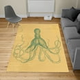 thumbnail image 2 of Octopus Turkish Area Rug, Monochrome Marine Animal Tentacles in Sketch Subaquatic Life Art, Soft Carpet for Living Room Decor with Distressed Look, 5.2' X 7.6', Pale Orange, by Ambesonne, 2 of 4
