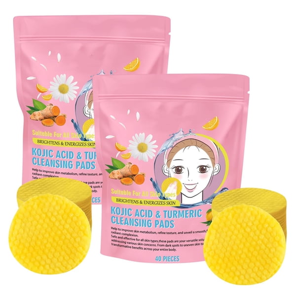Brightening Cleansing Pads, Kojic Cleansing Pads Helps Balance Skin Oil And Water Hydrating Remove Excess Keratin From The Body'S Skin(40PC)1ml