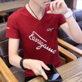 thumbnail image 3 of Camiseta con alfabeto de ropa urbana para hombre, ropa para hombre, camisetas de algodón con cuello en V, top de verano con dibujos de anime XL, 5XL, elegante y elástica, 3 of 5
