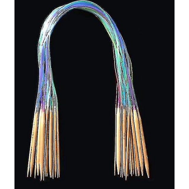 Agujas de tejer de tubo multicolor - Juego de ganchillo circular de bambú, 11 Feliz Sencillez