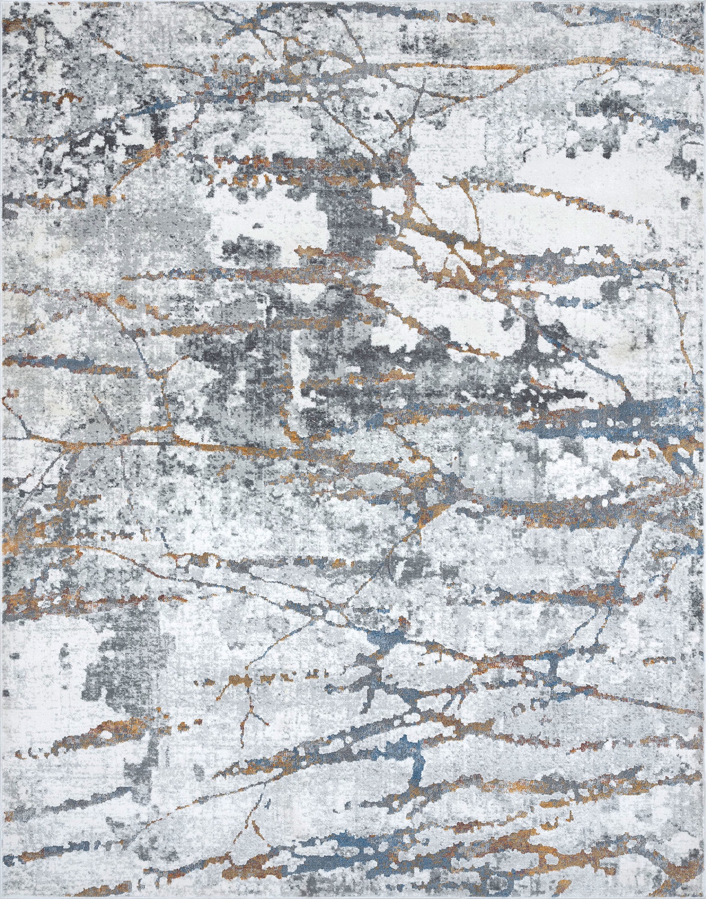 Contemporary 5x8 Area Rug (5'3'' x 7'3'') Abstract Gray, Teal Living Room Easy to Clean