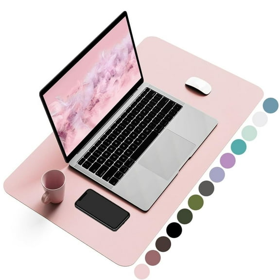 WLGJL Non-Slip Leather Desk Pad, Waterproof Laptop Computer Desk Keyboard Mat, Large Mouse Pad for Office/Work/Home/Decor(Pink, 23.6" x 13.7")