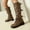 Coffee, variant on Tawop Cowboy Boots for Women Tall Chunky Low Heel Lace Up Winter Fall Black Boots Western