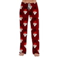 thumbnail image 6 of Lumtrix Christmas Pajama Pants Women Soft Comfy Pants Sleep Bottom Casual Xmas Snowman Printed Long Pj Bottoms Wine 2XL, 6 of 6