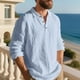 thumbnail image 4 of pstuiky Camisas de invierno de manga larga para hombre, Cárdigan informal de negocios para hombre, color liso, holgado, con botones, mangas largas y cuello vuelto top de hombre m, 4 of 9