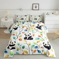 thumbnail image 2 of Cute Panda Twin Bedding Sets Hippie Floral Comforter Set, Chic Flower Bedding Comforter Sets Watercolor Leaves Duvet Insert, Woodland Wildlife Bear Down Comforter, 2 of 6