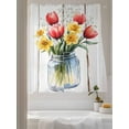 thumbnail image 3 of Spring Red Tulip Sheer Curtains 2 Panels Set Watercolor Flowers Wood Grain Lihgt Filtering Rod Pocket Voile Drape, Semi Sheer Window Curtains for Bedroom Living Room, 52"x63", 3 of 5