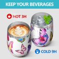thumbnail image 4 of 12oz Stemless Wine Tumblers White Colorful Butterfly Pattern Vacuum Insulated Stainless Steel Travel Tumbler Cups Mug with Lid and Straw for Champaign,Cocktail,Beer with Cleaning Brush, 4 of 5