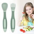 thumbnail image 1 of 2Pcs/Set Children Tableware Bendable Design Portable Utensils Toddler Feeding Auxiliary Spoon Fork For Toddler, 1 of 9