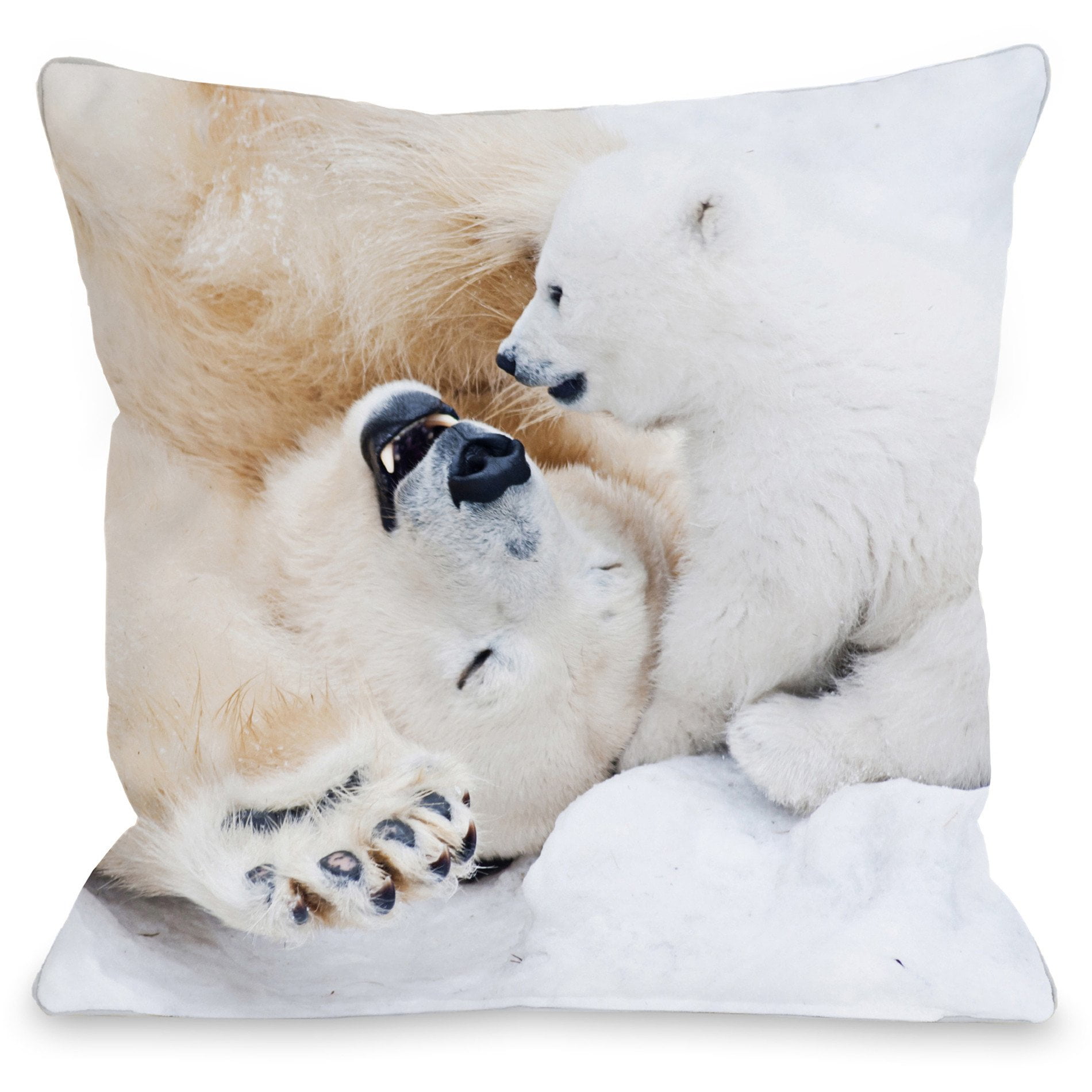 "Polar Bear Happiness" Indoor Throw Pillow by OneBellaCasa, 18"x18