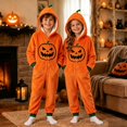 thumbnail image 2 of ZHOGXU Halloween Boys Girls Pumpkin Head Stick Figure Graphic Hoodie Jumpsuit Full Zip Jumpsuit With Pocket for Kids Stylish Festival Party Sleepwear,13-14 Years, 2 of 5