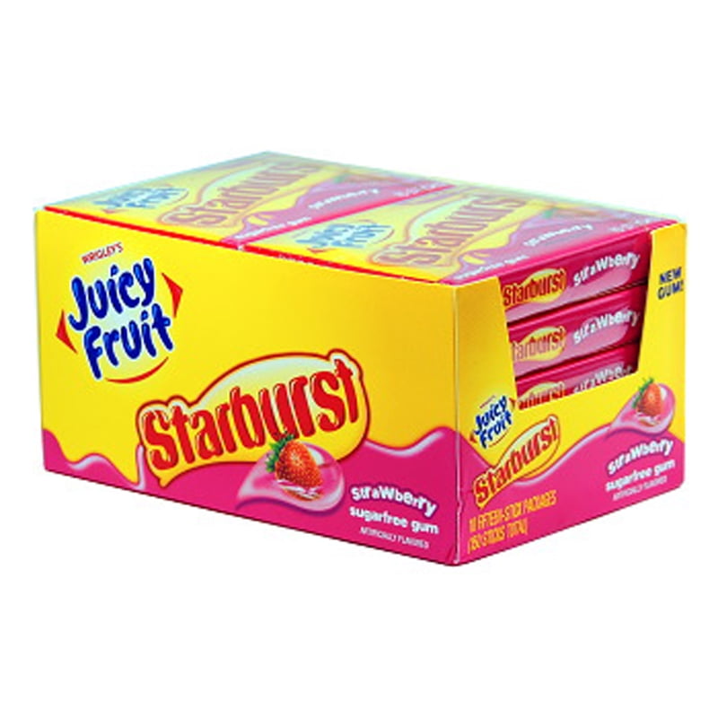 Juicy Fruit Starburst Strawberry Sugarfre Gum, 15 piece (10 Packs