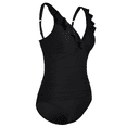 thumbnail image 5 of Mycoco Women's V Neck One Piece Swimsuit Ruffled Tummy Control Swimwear Ruched Padded Vintage Bikini, 5 of 7