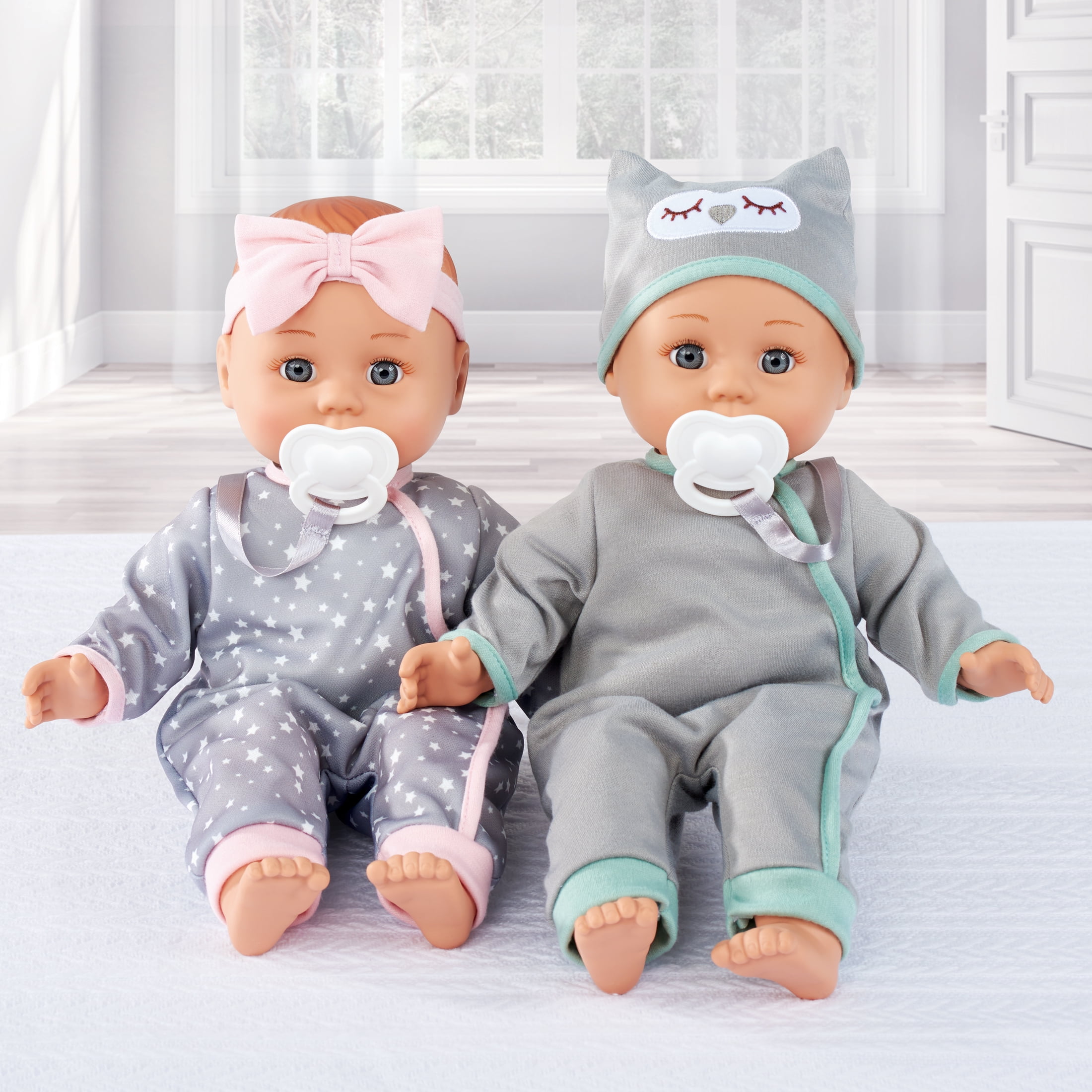 My Sweet Baby: My Cuddly Baby® Doll Twins Play Set, Grey Outfits, 7 Pieces Included, MSB Twins Play Set