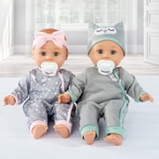 My Sweet Love: My Cuddly Baby® Doll Twins Play Set, Grey Outfits, 7 Pieces Included