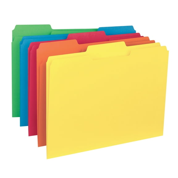 Smead® Color Interior Folders, 1/3 Cut, Letter Size, Assorted Colors, Pack Of 100