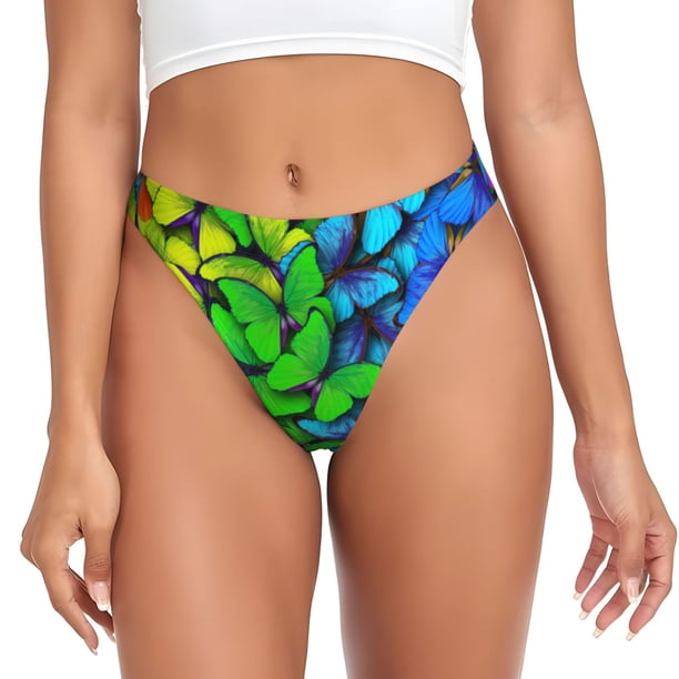 Fotbe Multicolored Butterflies Tanga Sin Costuras para Mujer con Estampado – Panties Invisibles, Transpirables y Cómodos para Uso Diario-XX-Large