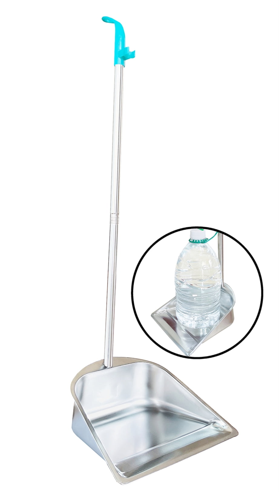 Dust Pan with Long Handled 33.5'' Heavy Duty Stainless Steel Dustpan, 1
