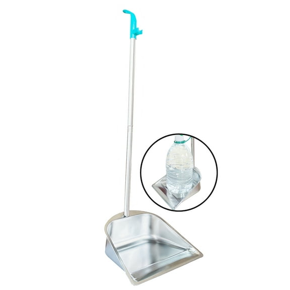 Dust Pan with Long Handled 33.5'' Heavy Duty Stainless Steel Dustpan, 1-Pack