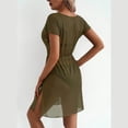 thumbnail image 7 of BRGZLK Women Swimsuit Dress Casual V-Neck Shoulder Short Sleeved Cover Up 2026 Summer Bathing Suit Waist Cinched Mesh Sheer Beach Vacation Outfits, 7 of 7