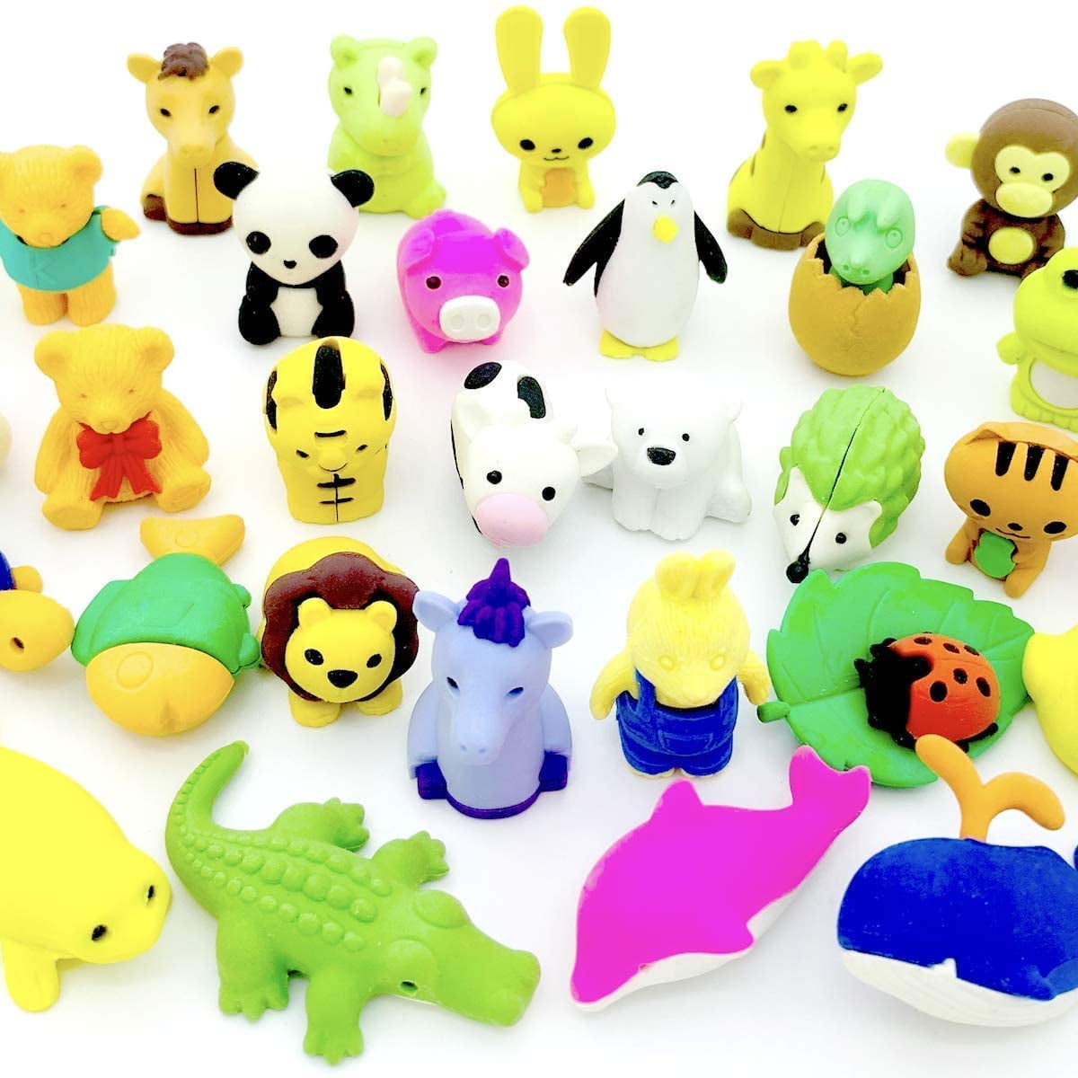 Animal Erasers, Pack of 62 3D Animal Pencil Erasers Puzzle Erasers Kid