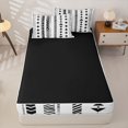 thumbnail image 4 of Homewish Retro Bohemian Geometric Zipper Twin Comforter Sets with Fitted Sheet and 2 Pillowcases,Boho Exotic Style Zipper Bedding Set,White,Black Reversible,4pcs, 4 of 8