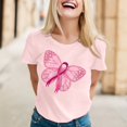 thumbnail image 2 of Hauts pour Femmes Rose Mode Imprimé Manches Courtes Col Rond Blouse Décontractée T-Shirts Surdimensionnés pour Femmes Rose L, 2 of 4