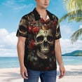 thumbnail image 2 of Lsque Classical Rose Crown Skull pattern Hawaiian Shirt for Men, Unisex Summer Beach Casual Short Sleeve Button Down Shirts-XX-Large, 2 of 9