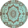 thumbnail image 1 of Ahgly Company Indoor Round Abstract Light Blue Modern Area Rugs, 7' Round, 1 of 4