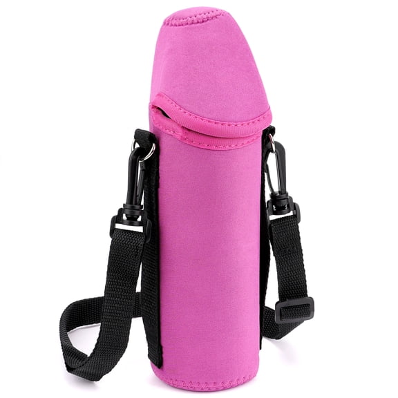 Linkidea Plastic Bottled Water Carrier with Shoulder Strap Compatible with Smartwater, Propel 20/24 Fl Oz, Insulated Neoprene Disposable Water Bottle Sling Bag Holder (1 Pack / Rose Red)