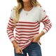 thumbnail image 5 of Jersey de cuello redondo para mujer cómodo suéter de punto a rayas de manga larga abrigo cálido elegante para otoño, 5 of 9