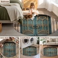 thumbnail image 5 of Round Area Rug 3.3 Ft, Turquoise Vintage Door Washable Non-Slip Circle Carpet for Living Room/Bedroom, Countryside Barn Abstract Art Low-Profile Small Kitchen Mats Collection Rugs for Indoor, 5 of 8