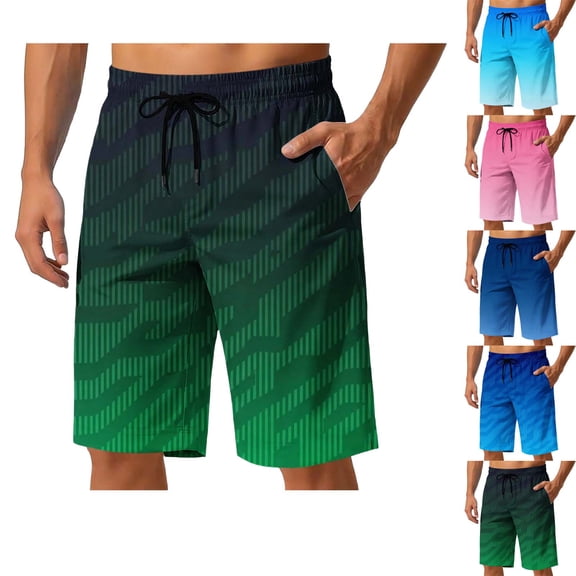 DJDLJWCJ Mens Athletic Shorts, Gym Shorts Men Elastic Waist Loose Running Shorts Big and Tall Cargo Shorts for Men Gradient Straight Bermuda Shorts Green M