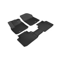 3D MAXpider Complete Set Custom Fit Kagu All-Weather Floor Mats (Black) Compatible With Volkswagen Atlas 2018-2025 / Atlas Cross Sport 2020-2024 Kagu Black R1 R2
