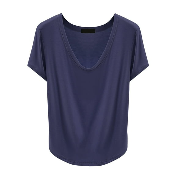 Endives Women's Short Sleeve T-shirt Summer Solid Color U Neck Plus Size Inner Layer Base Shirt Thin Style Outside Loose Fit Top
