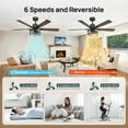 thumbnail image 5 of Consciot 52 inch Ceiling Fan with Light Kit, Matte Black, 5 Blades, Remote Control, Reverse Airflow, 6 Speeds, Dimmable, 5 of 8