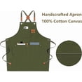 thumbnail image 5 of Cotton Canvas Cross Back Gardening & Work Apron with Large Pockets, Verde Armada, 5 of 14