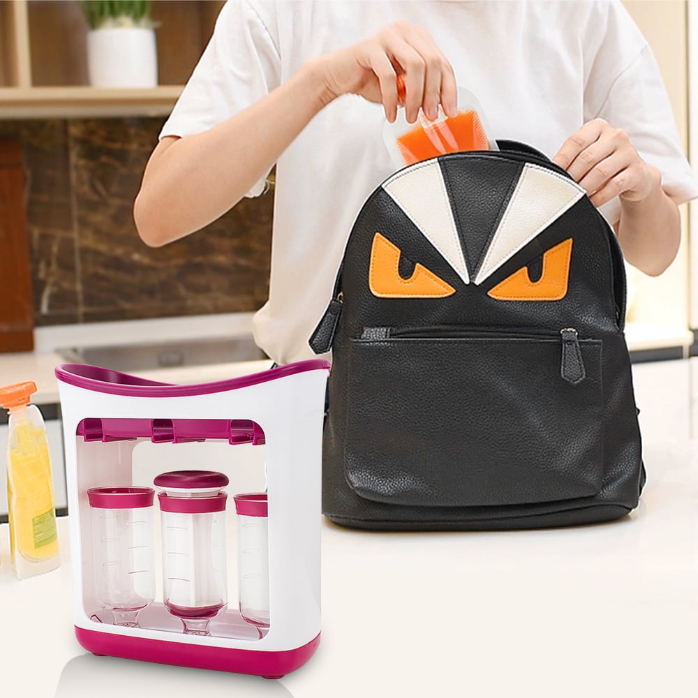Walmeck Reusable Baby Food Pouches Homemade Baby Food Storage Containers Squeeze Station Puree Pouches Maker for Babies and Toddlers Dishwasher Freezer BPA Free with 10 Disposable Pouches
