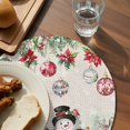 thumbnail image 5 of Christmas Round Placemats Set of 4 Christmas Snowman Deer Place Mats Woven Placemat Pine Tree Branch Poinsettia Balls Circle Braided Table Mat for Kitchen Dining Table Party Home Decor 15 Inch, 5 of 8
