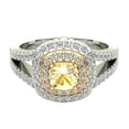 thumbnail image 4 of Fancy Yellow Diamond Engagement Rings 18K White Gold Cushion Cut Y Shank Halo Style 1.25 CT TW, 4 of 5