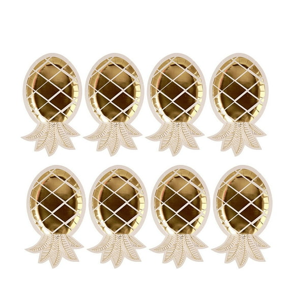 GOOHOCHY Durable Disposable Paper Plates with Hot Stamping Pineapple Pattern for Party Use Assorted Color PE and Paper