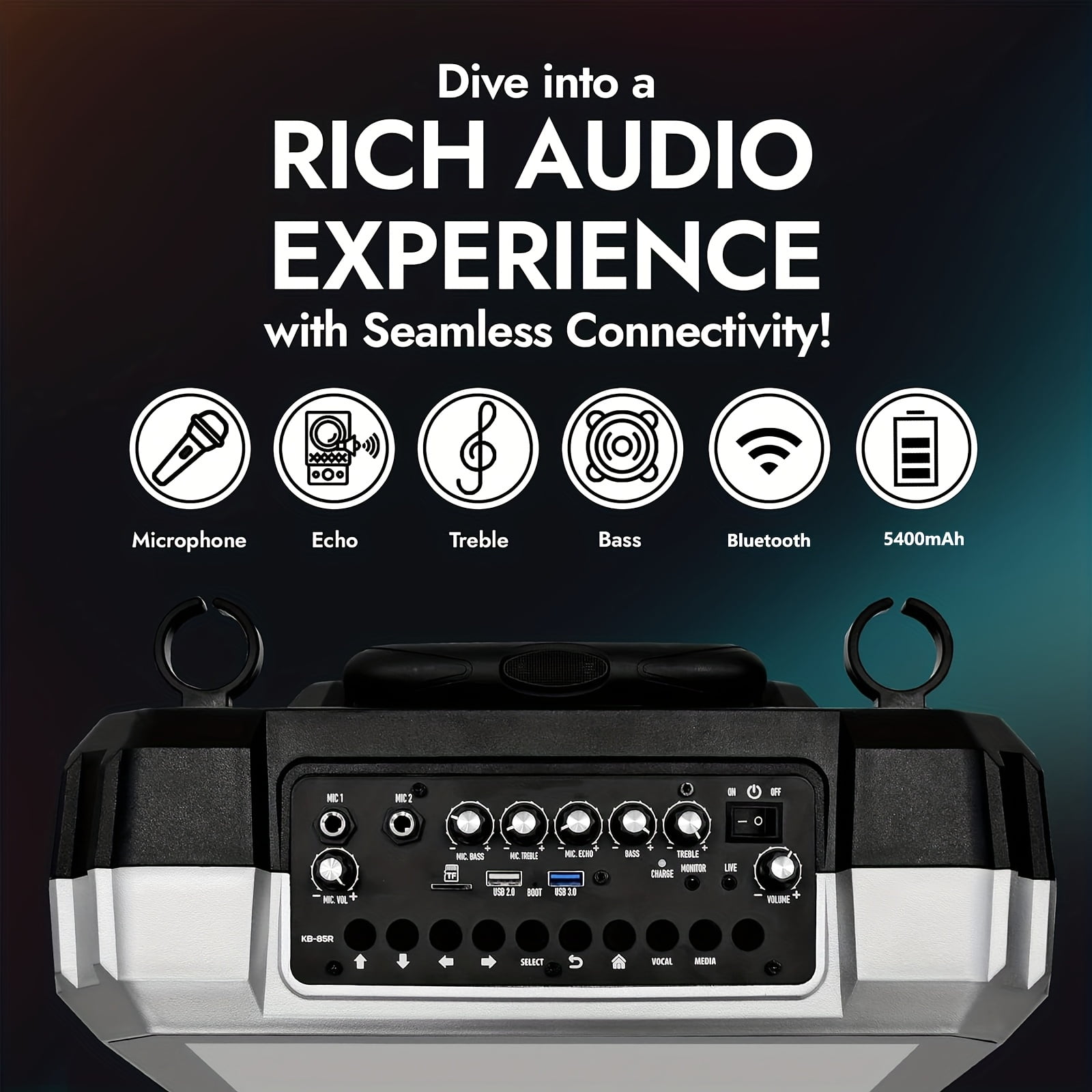 RIDWIND 8" Subwoofer Karaoke System with Lyrics Display, Built-in Tablet, Rechargeable Wireless Speaker with One Mics & DJ Lights, All-in-One Entertainment for Adults, Home & Party Use