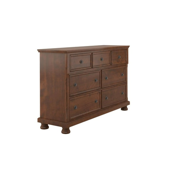 Bernards Prescott 7 Drawer Dresser in Distressed Cherry Wood