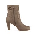 thumbnail image 3 of BLISSFUL STEP Women's Ankle Boots Faux Suede Chunky Heel Side Zipper Slouch Shaft Boots Taupe 7.5, 3 of 7
