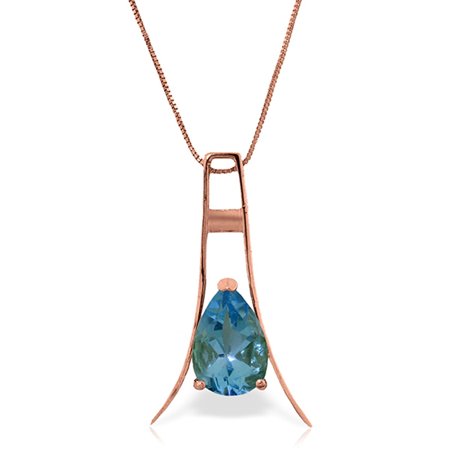 Galaxy Gold 14K Solid Gold Natural Blue Topaz Necklace for Women - Rose Gold Fine Jewelry