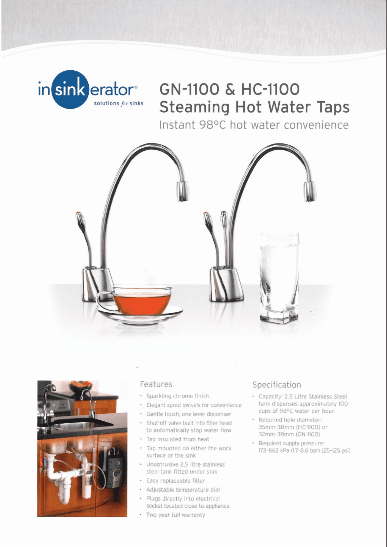 InSinkErator Indulge F-HC1100 Contemporary Instant Hot and Cold Faucet in Matte Black - 44252Y
