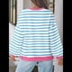 thumbnail image 4 of Camisas de Larga para Mujer, Túnicas Holgadas con Cuello Redondo A Rayas y Bloques de Color de Otoño. Azul 4XL, 4 of 6