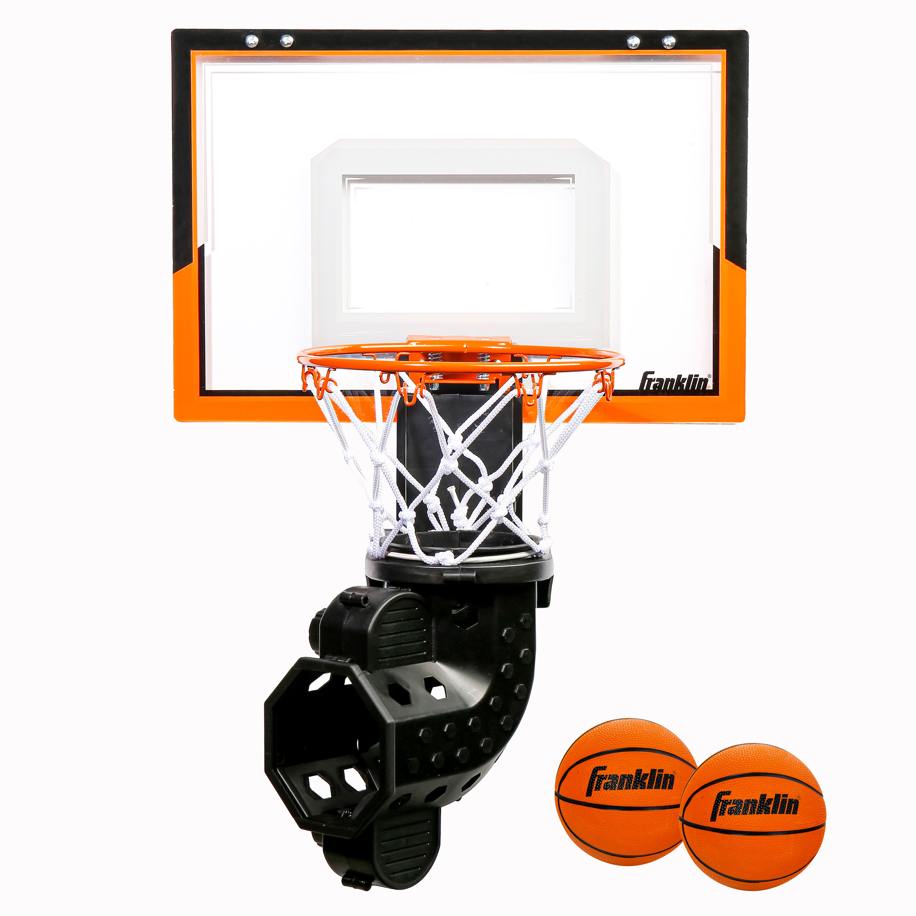 Franklin Sports Over The Door Basketball Hoop with Ball Return - Game Room Ready - Shatter Resistant - 2 Mini Basketballs - Accessories Included